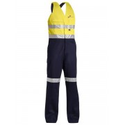 Hi Vis 3M Taped Action Back Overall (Yellow/Navy) with purple logo